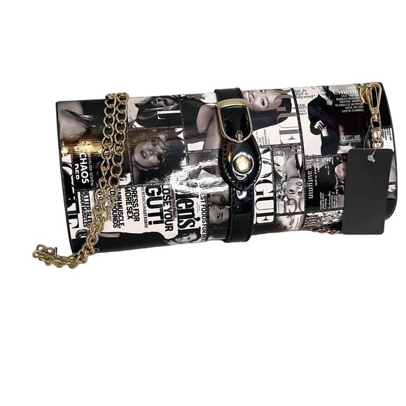 Vouge magazine retro Hard Shell Clasp Chain Strap bag Purse nwt - Picture 1 of 7